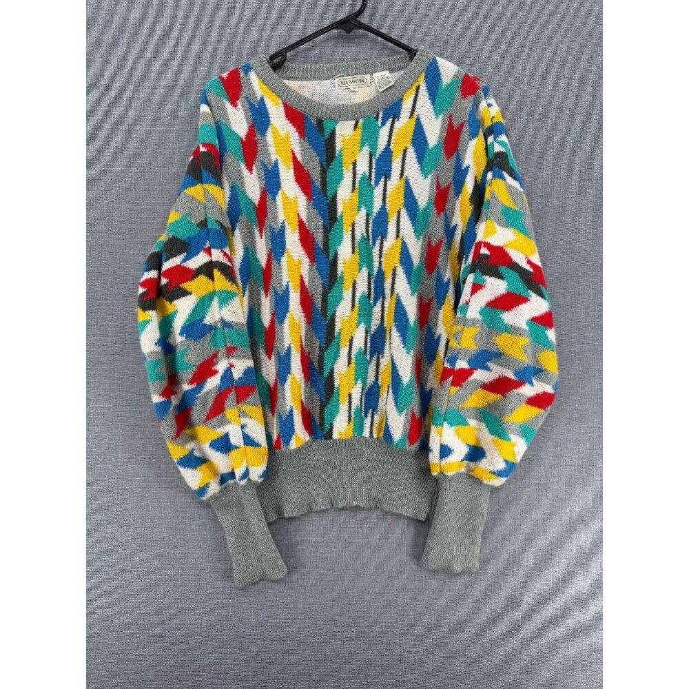 Vtg Neil Martin Geometric Pullover Mens M Sweater Acrylic Y2K